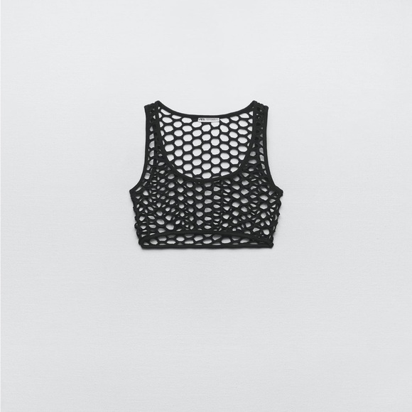 Zara MESH CROP TOP. Black. Size S. New with Tags. - Picture 7 of 8